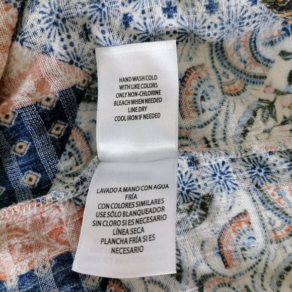 Cleo + Wolf Womens Multicolor Tasseled Patchwork Boho Peasant Blouse Top Size L - Picture 7 of 8